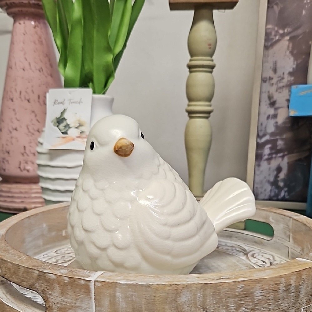 Ceramic White Bird Figurine